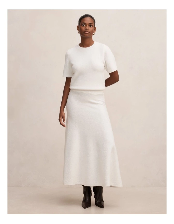 Elliotte Knitted Midi Skirt in White image 5