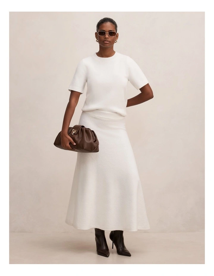 Elliotte Knitted T-shirt in White image 5