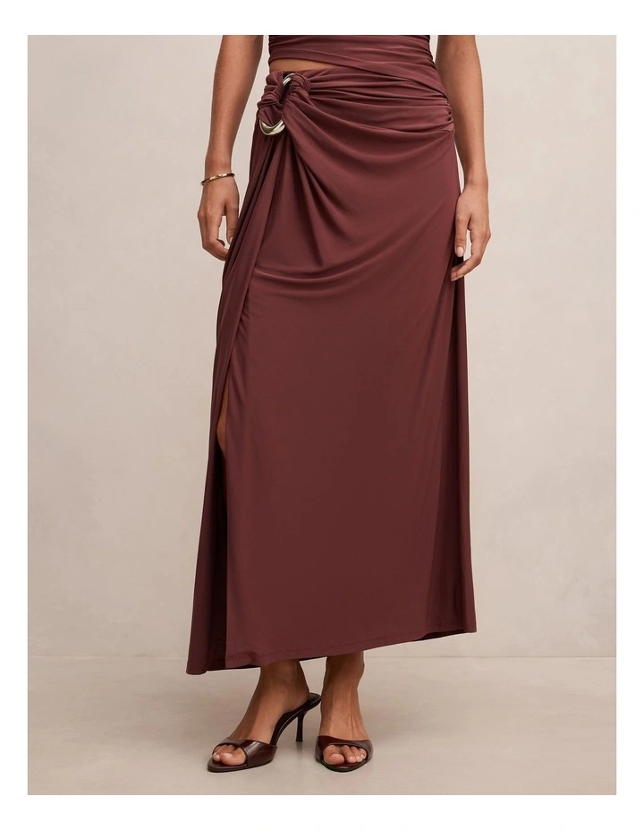 Arlo Draped Maxi Skirt in Red image 1