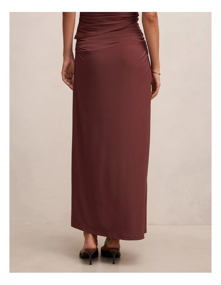 Arlo Draped Maxi Skirt in Red image 2