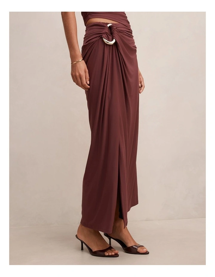 Arlo Draped Maxi Skirt in Red image 3