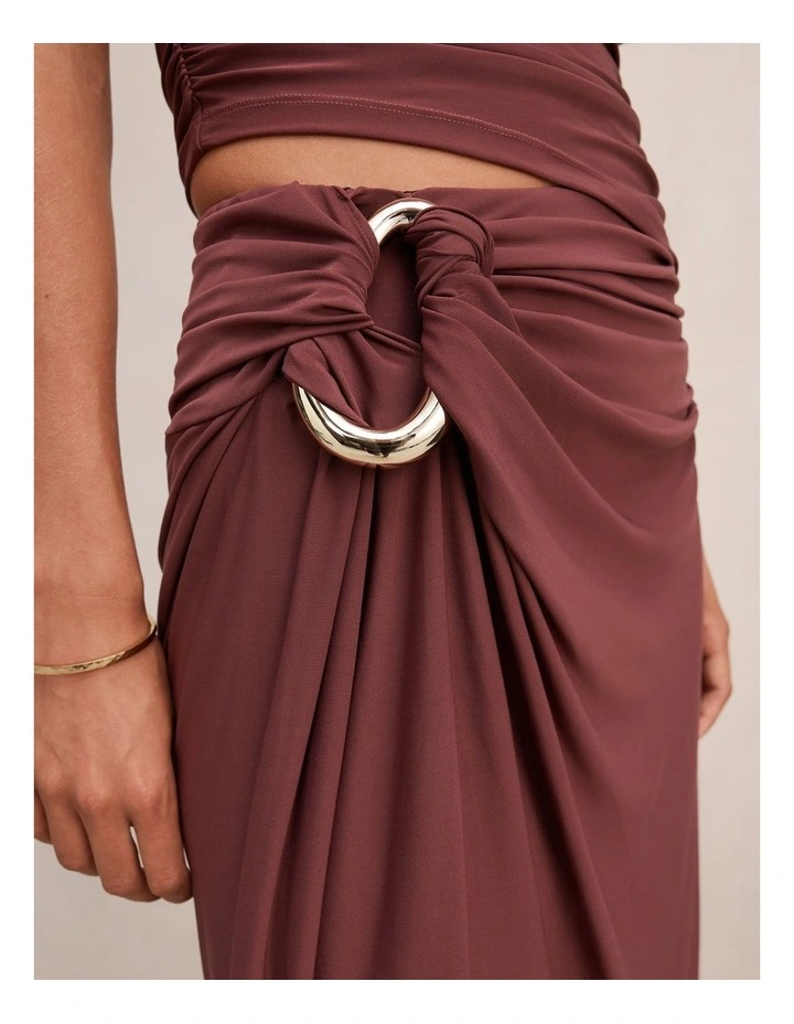 Arlo Draped Maxi Skirt in Red image 4