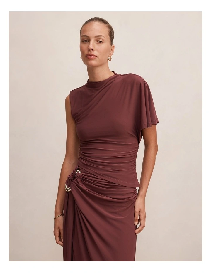Arlo One Shoulder Top in Red image 1