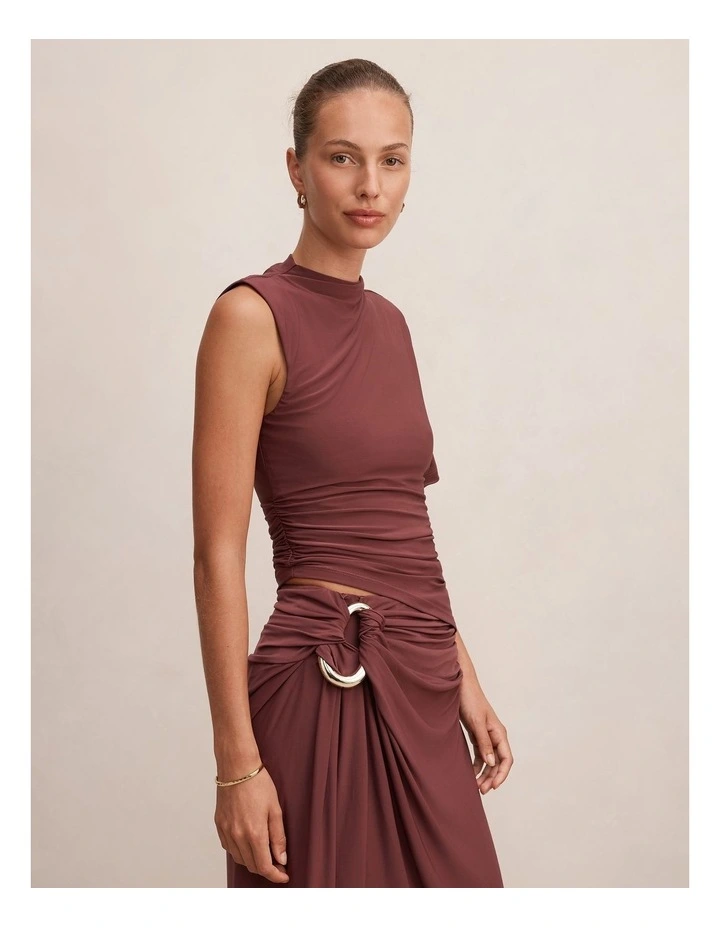 Arlo One Shoulder Top in Red image 3