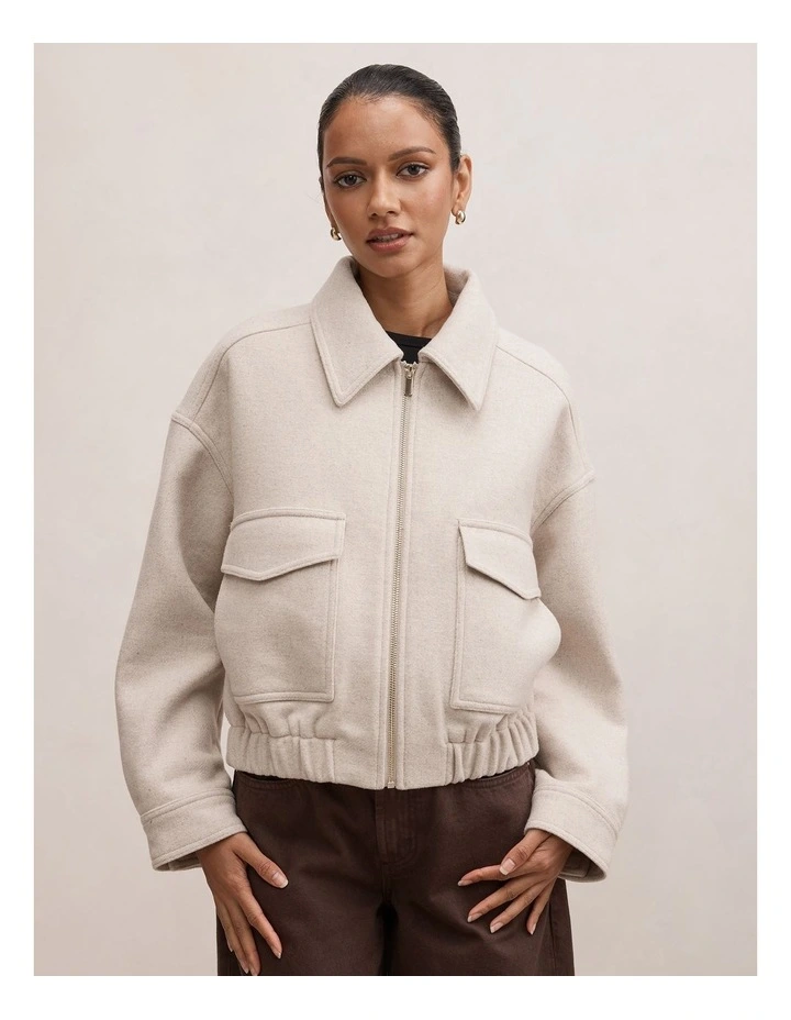 Ariana Patch Pocket Jacket in Oatmeal Marle image 1