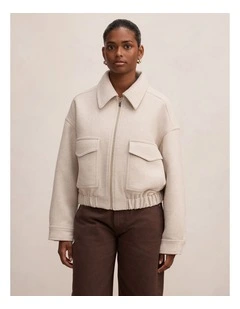 Ariana Patch Pocket Jacket in Oatmeal Marle