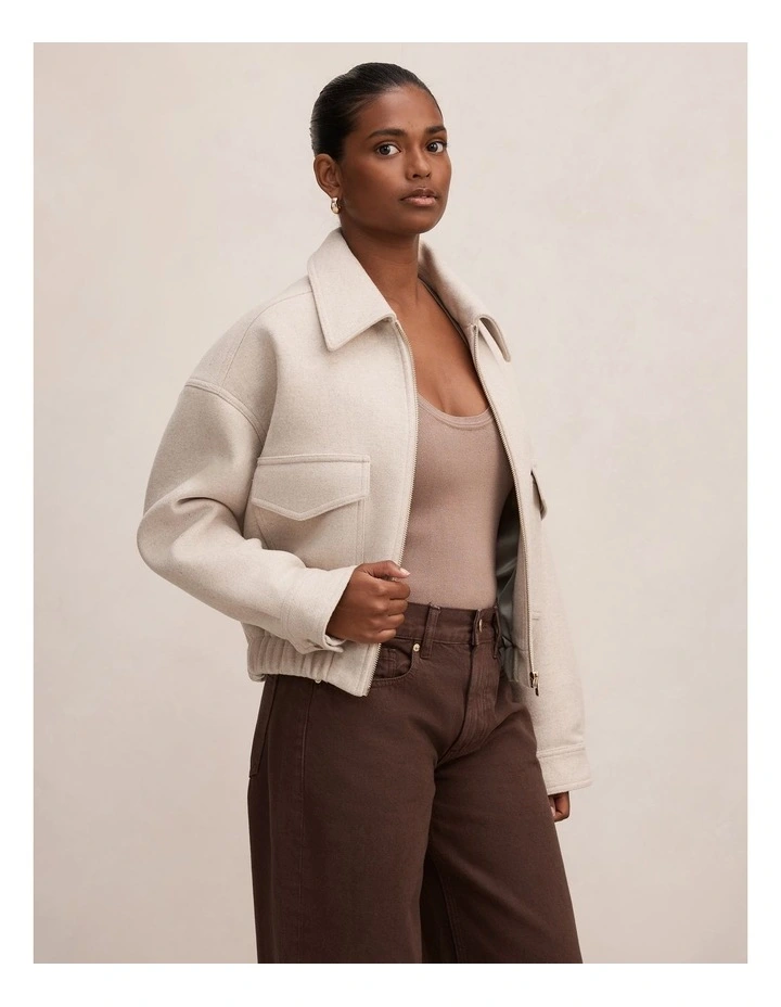 Ariana Patch Pocket Jacket in Oatmeal Marle image 3