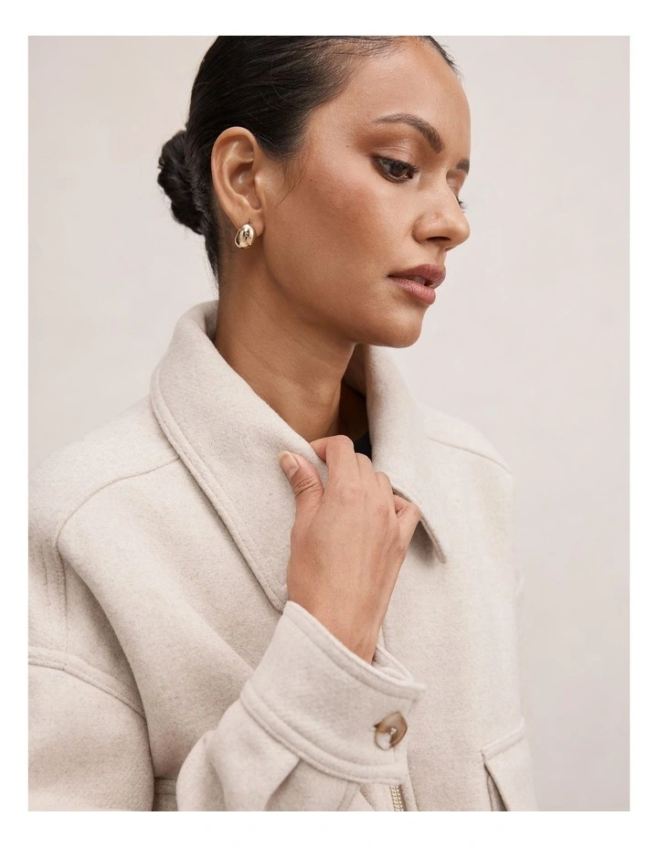 Ariana Patch Pocket Jacket in Oatmeal Marle image 4