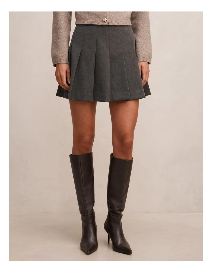 Alisha Pleated Mini Skirt in Grey image 1