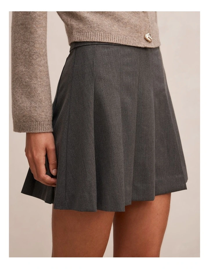 Alisha Pleated Mini Skirt in Grey image 4