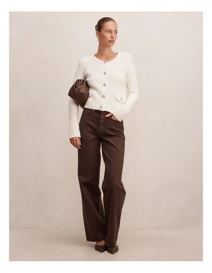 Celine Fluffy Stitched Cardigan in Cream image 5