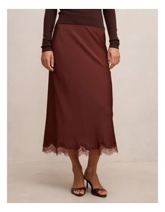 Enola Lace Maxi Skirt in Brown