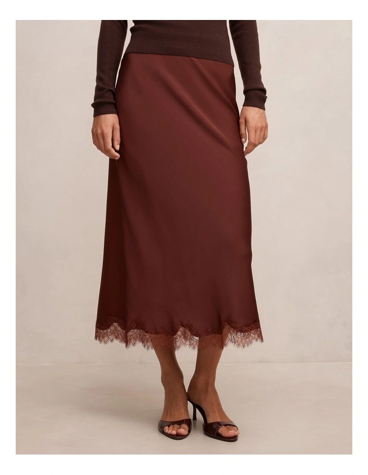 Enola Lace Maxi Skirt in Brown image 1