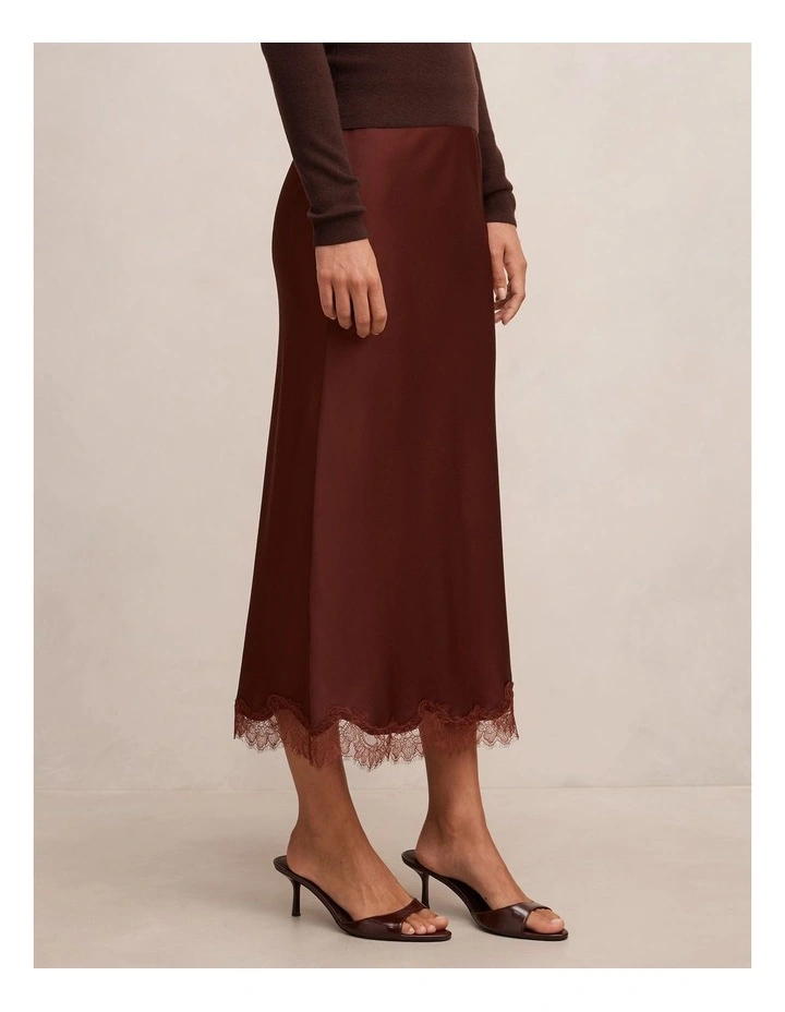 Enola Lace Maxi Skirt in Brown image 3