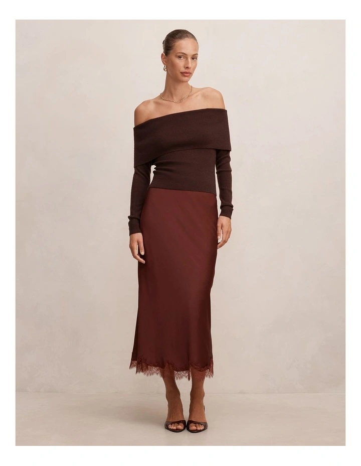Enola Lace Maxi Skirt in Brown image 5