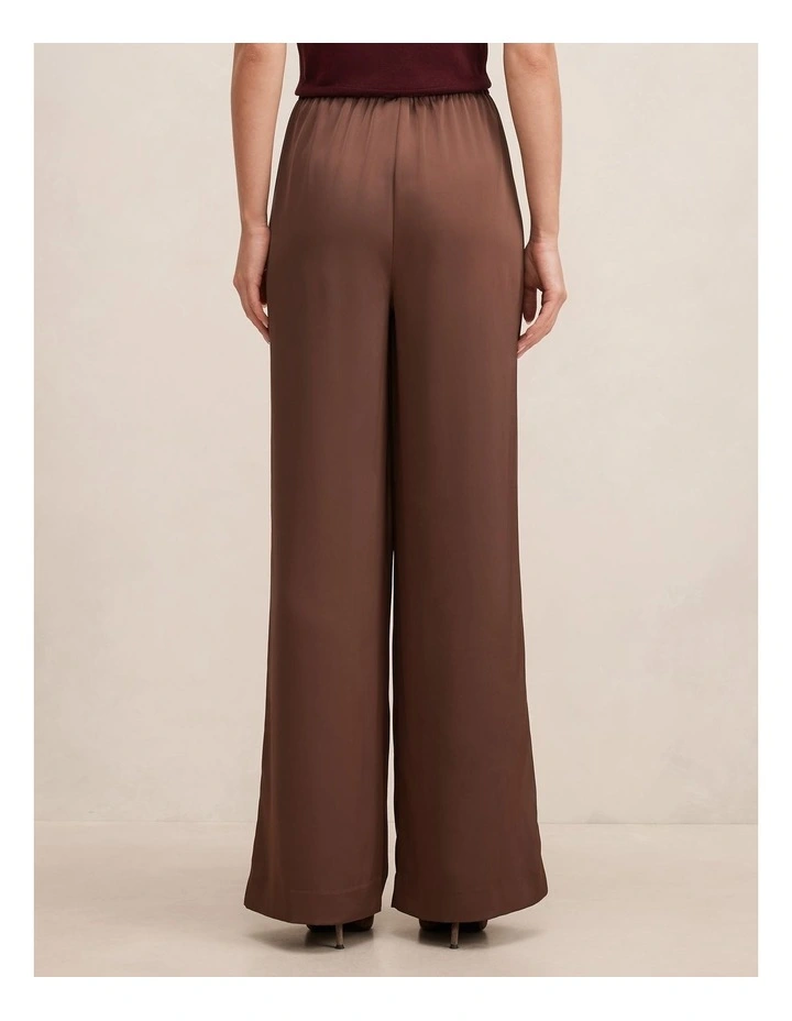 Sara Satin Wide Leg Pants in Brown image 2