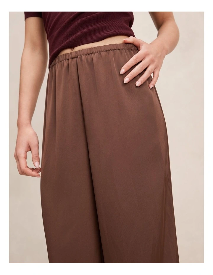 Sara Satin Wide Leg Pants in Brown image 4
