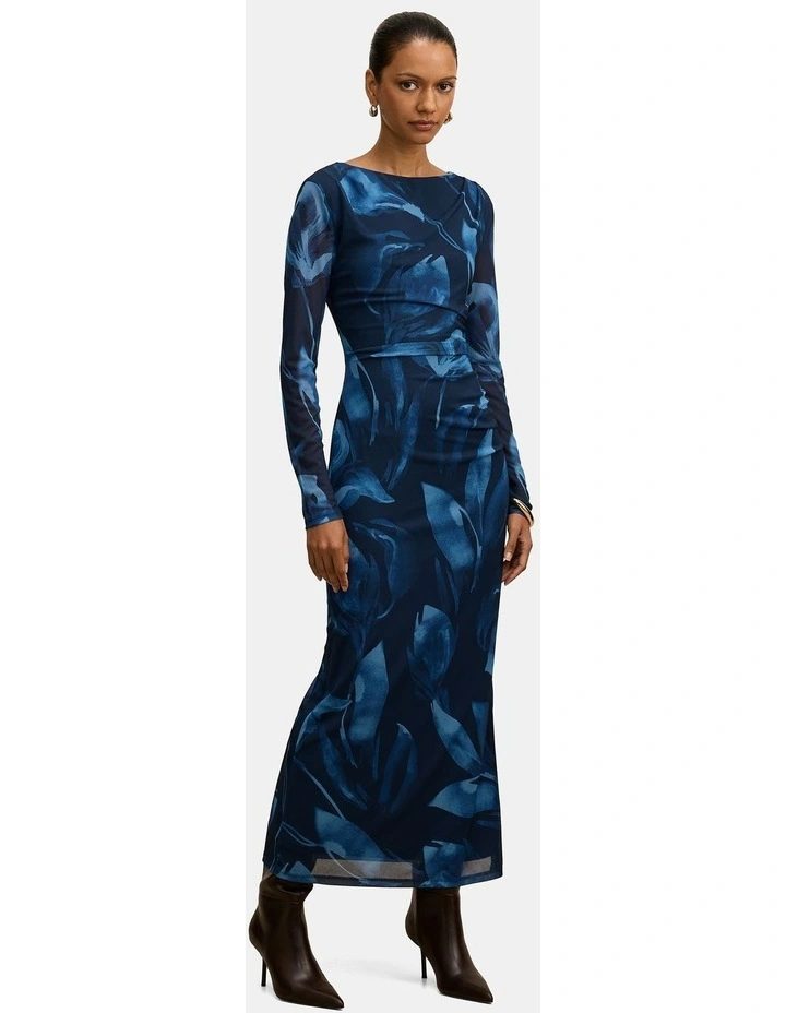 Alannah Printed Midi Dress in Navy image 1