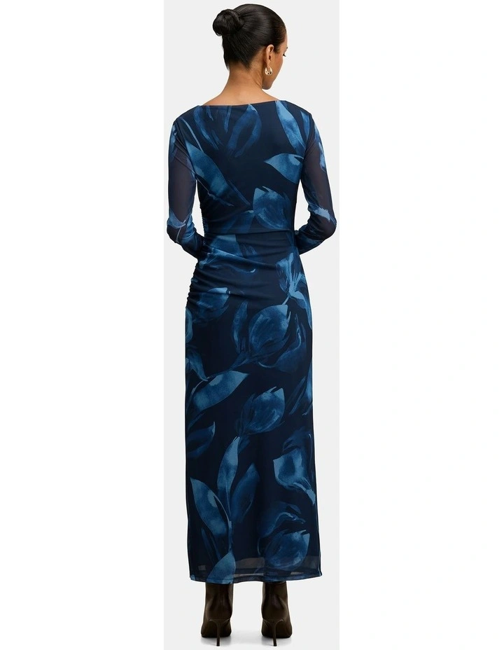 Alannah Printed Midi Dress in Navy image 2