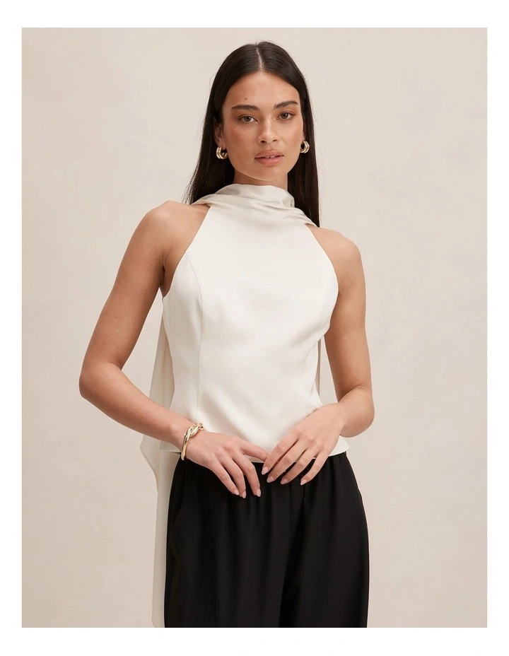 Millie High Neck Cape Top in Cream image 1
