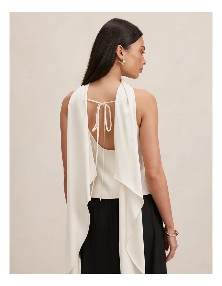 Millie High Neck Cape Top in Cream image 2