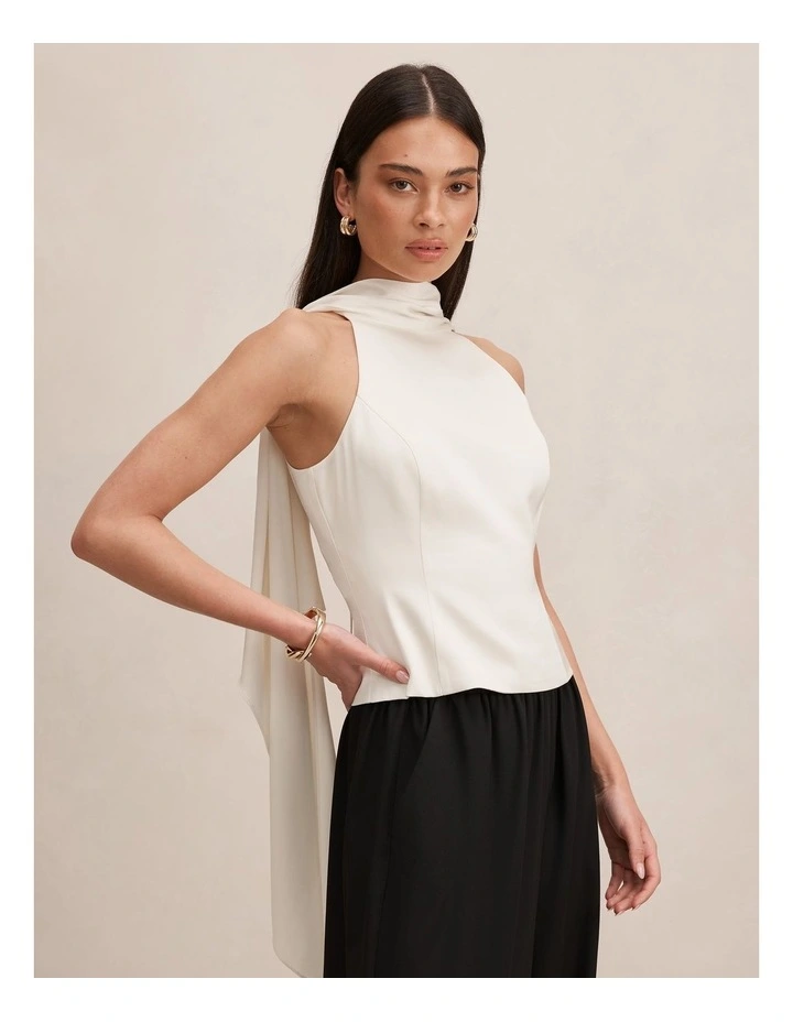 Millie High Neck Cape Top in Cream image 3
