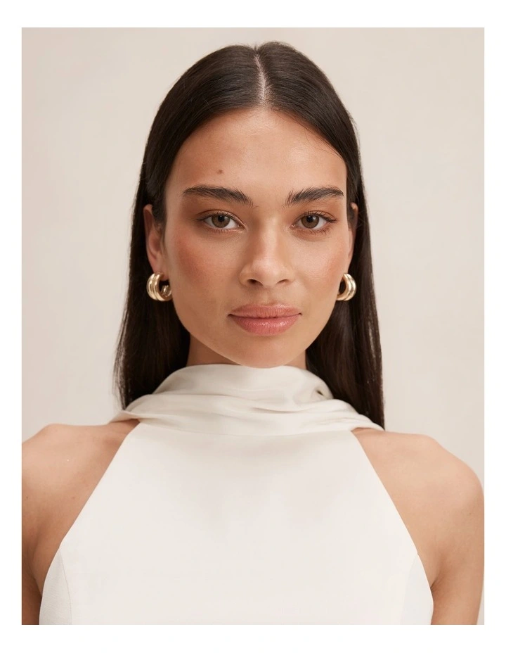 Millie High Neck Cape Top in Cream image 4