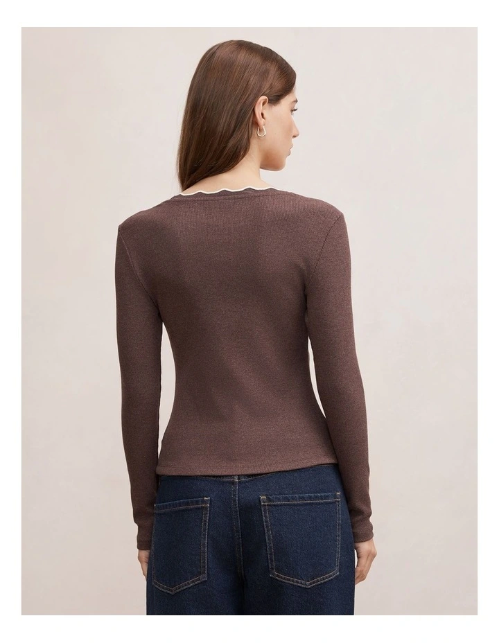 Rebecca Scallop Long Sleeves in Brown image 2
