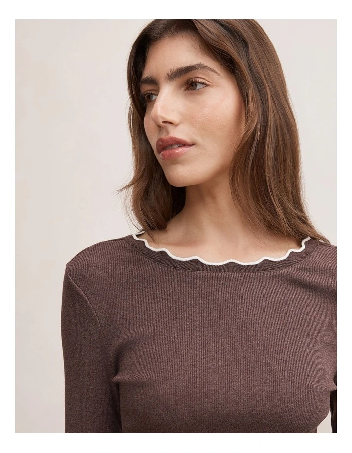 Rebecca Scallop Long Sleeves in Brown image 4