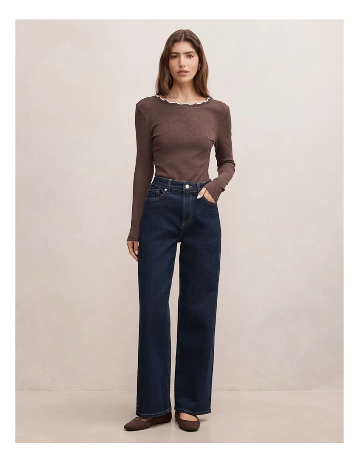 Rebecca Scallop Long Sleeves in Brown image 5