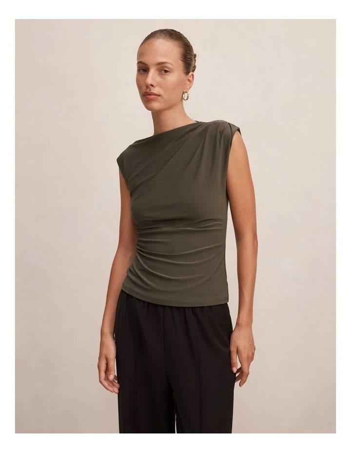 Logan Asymmetric Shoulder Top in Green image 1