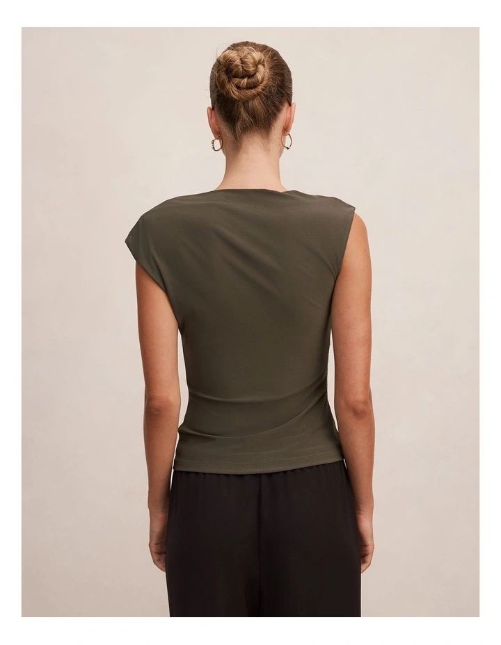 Logan Asymmetric Shoulder Top in Green image 2