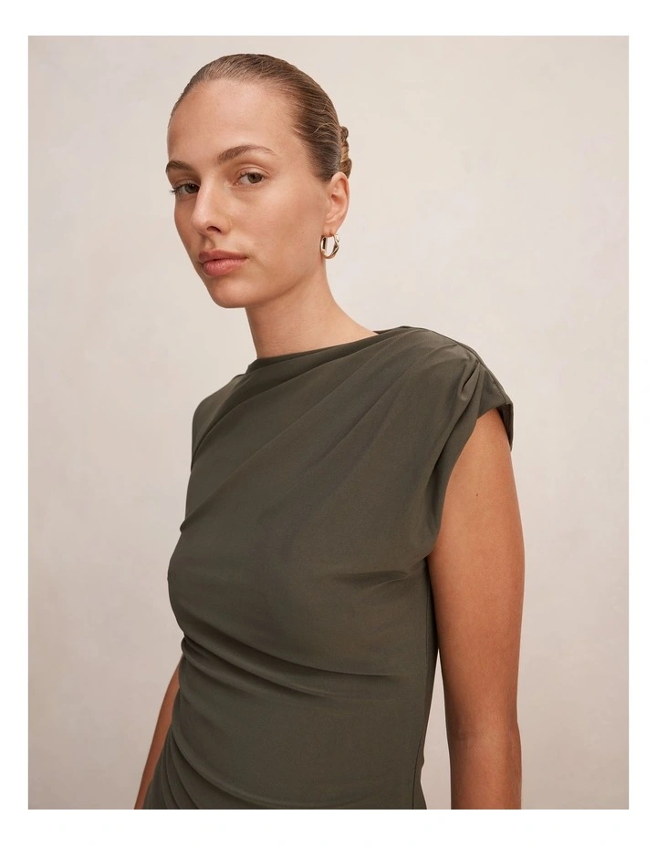 Logan Asymmetric Shoulder Top in Green image 4
