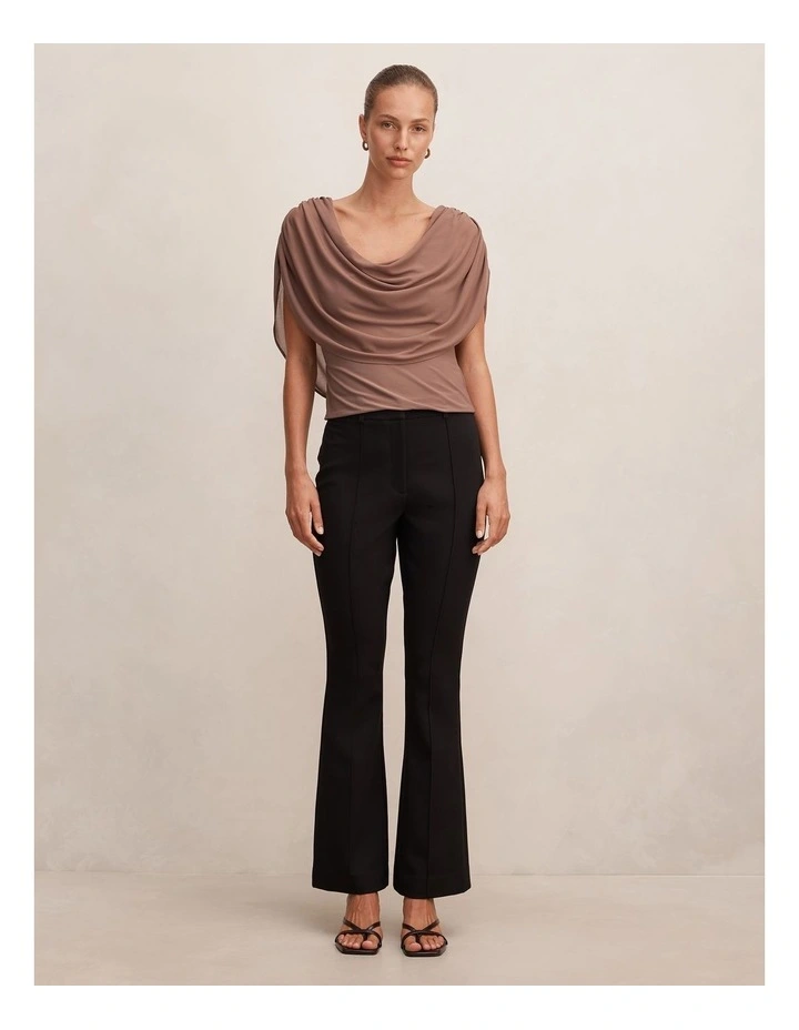 Olivia Draped Mesh Cape Top in Brown image 5