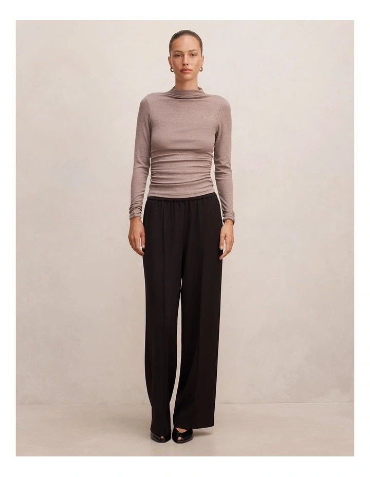 Josette Mock Neck Long Sleeves Top in Brown image 5