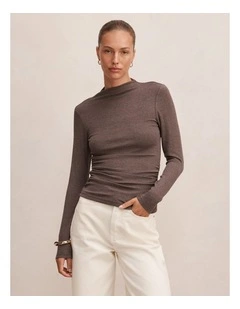 Josette Mock Neck Long Sleeves Top in Grey
