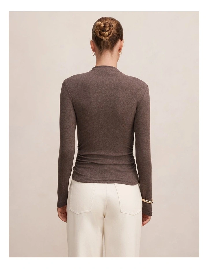 Josette Mock Neck Long Sleeves Top in Grey image 2