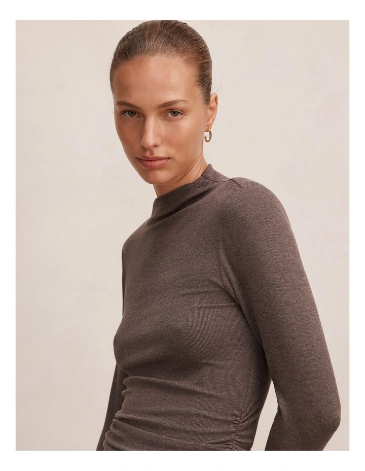 Josette Mock Neck Long Sleeves Top in Grey image 4