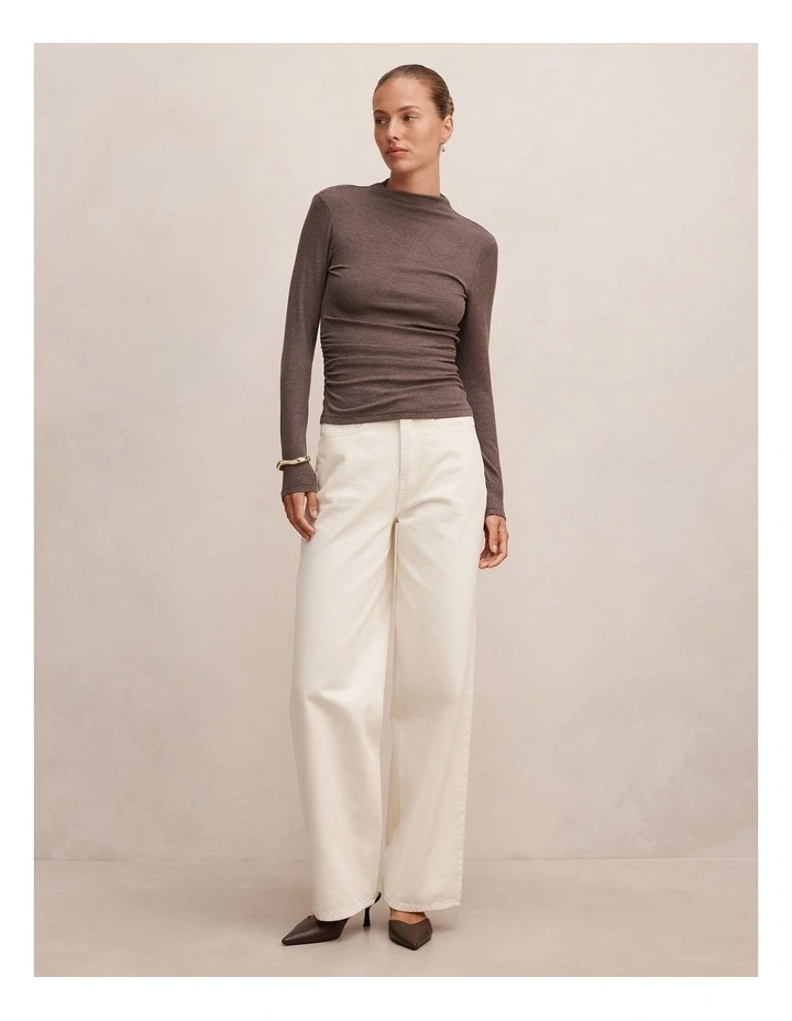 Josette Mock Neck Long Sleeves Top in Grey image 5