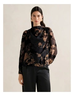 Amaya Drape Blouse in Black