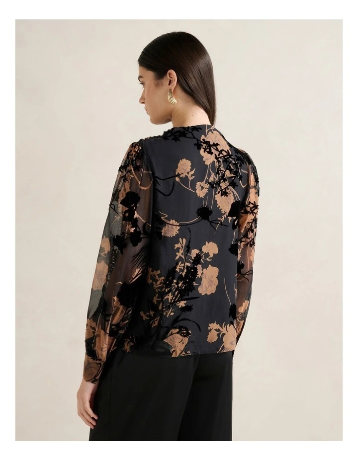 Amaya Drape Blouse in Black image 2