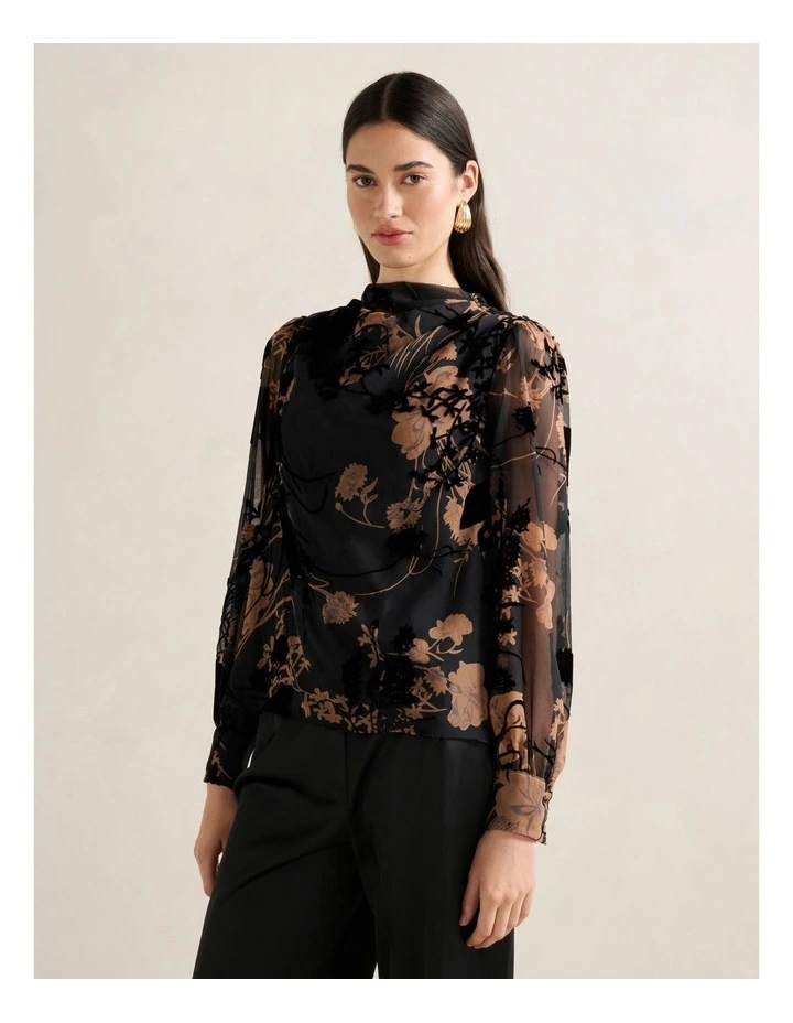 Amaya Drape Blouse in Black image 3