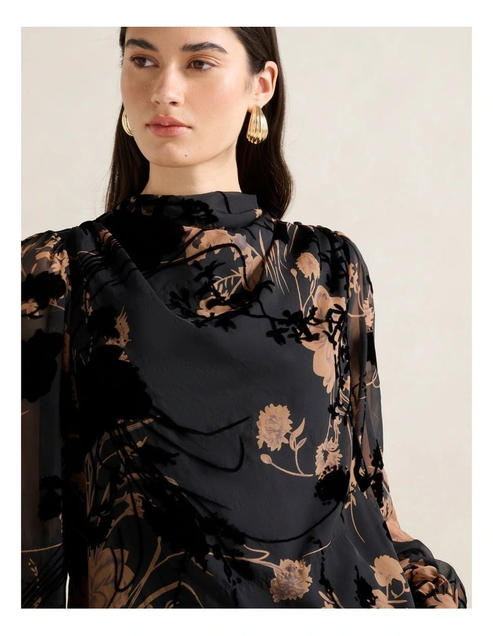 Amaya Drape Blouse in Black image 4