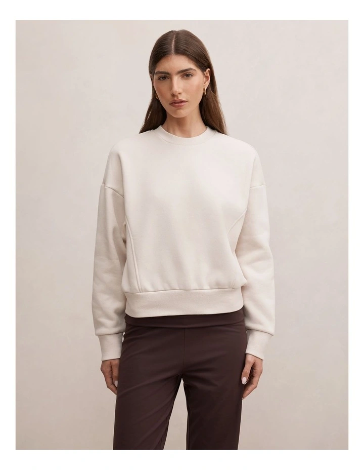 Winnie Fleece Crew Neck Sweater in Cool Taupe image 1