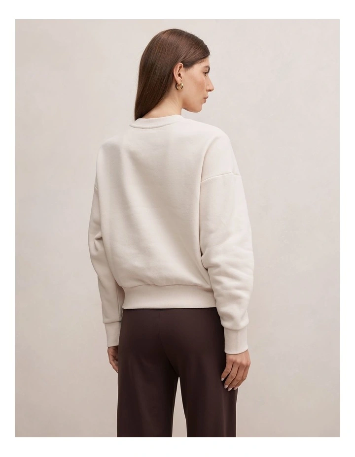Winnie Fleece Crew Neck Sweater in Cool Taupe image 2