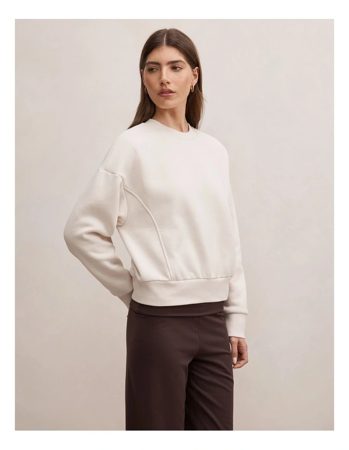 Winnie Fleece Crew Neck Sweater in Cool Taupe image 3
