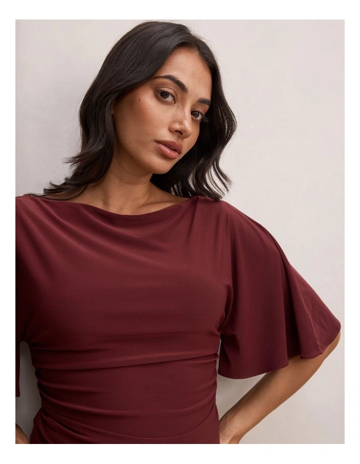 Paige Flutter Sleeves Tie Back Top in Purple image 4