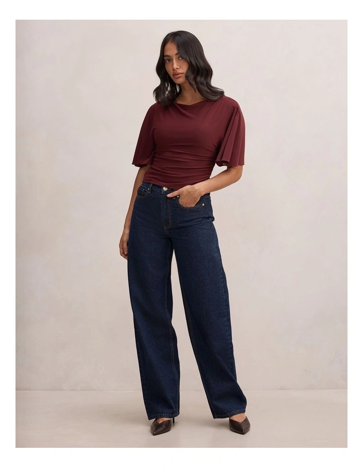 Paige Flutter Sleeves Tie Back Top in Purple image 5