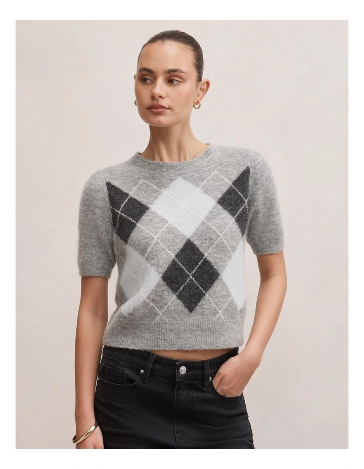 Andy Argyle Fluffy Knitted T-shirt in Grey image 1