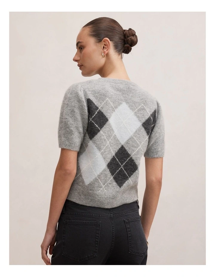 Andy Argyle Fluffy Knitted T-shirt in Grey image 2